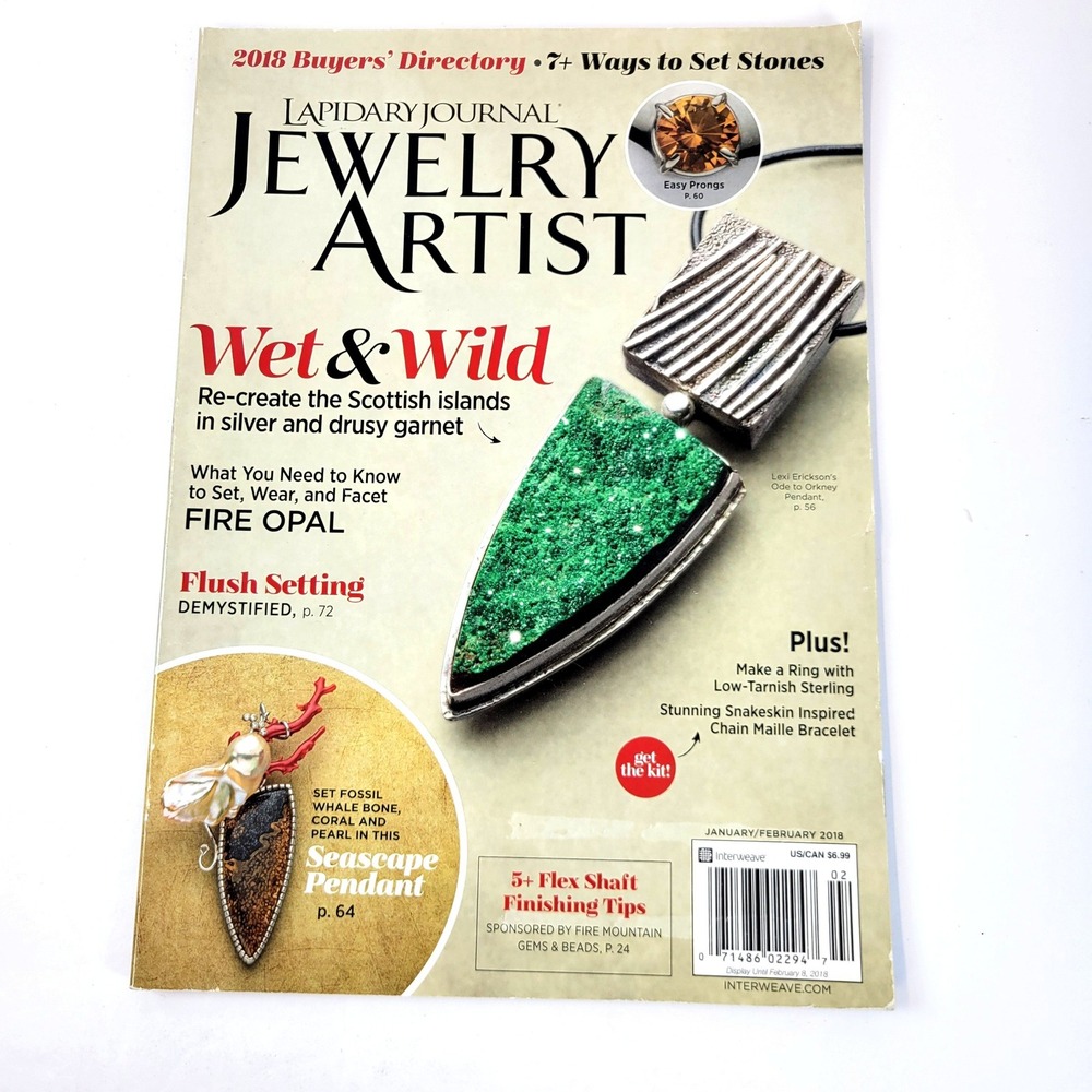 Lapidary Journal Jewelry Artist Magazine Jan/Feb 2018 Stone Setting Craft